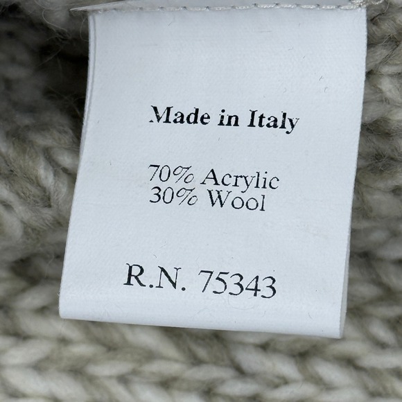 Paolo Mondo Shawl Collar Cable Knit Sweater Mens XL Italy Beige Wool Blend NWT - Picture 8 of 10